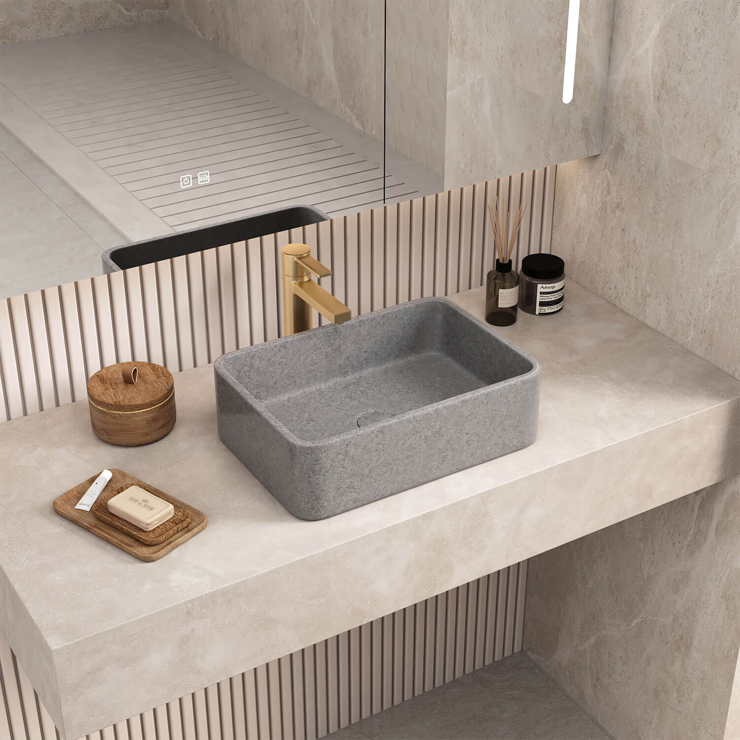 Rimini Concrete Basin 400x280mm - Image 4