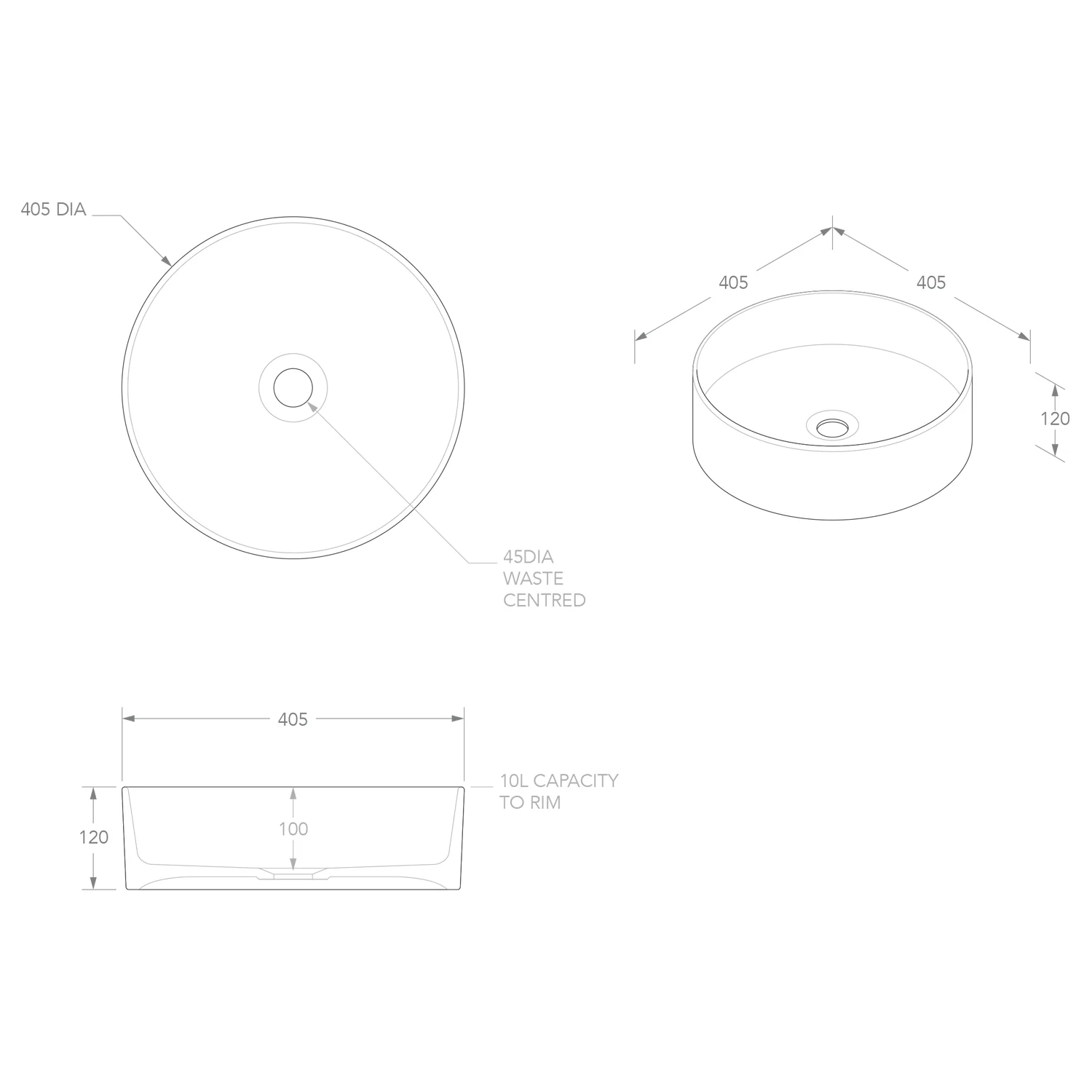 Robbie Round Ceramic Basin 400mm - Image 4