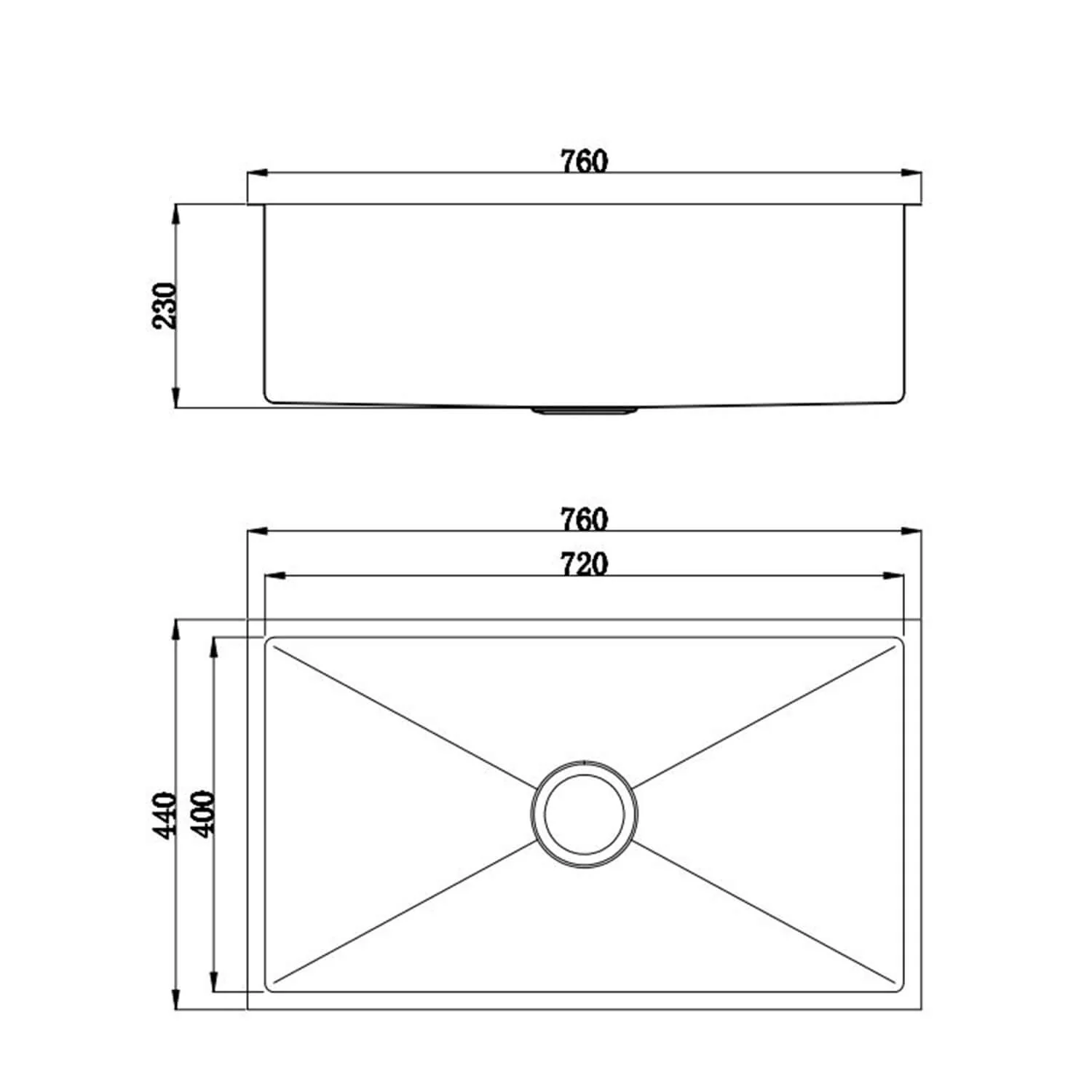 Roma Single Bowl Stainless Steel Sink 230mm Deep - Image 6