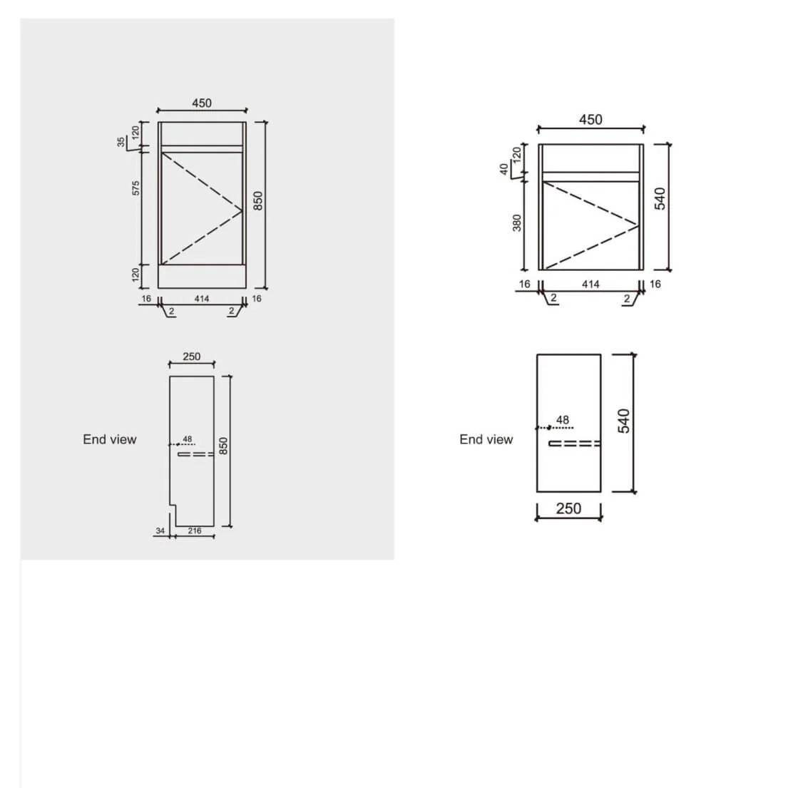 Roy Wall Hung Compact Vanity 450mm - Image 3