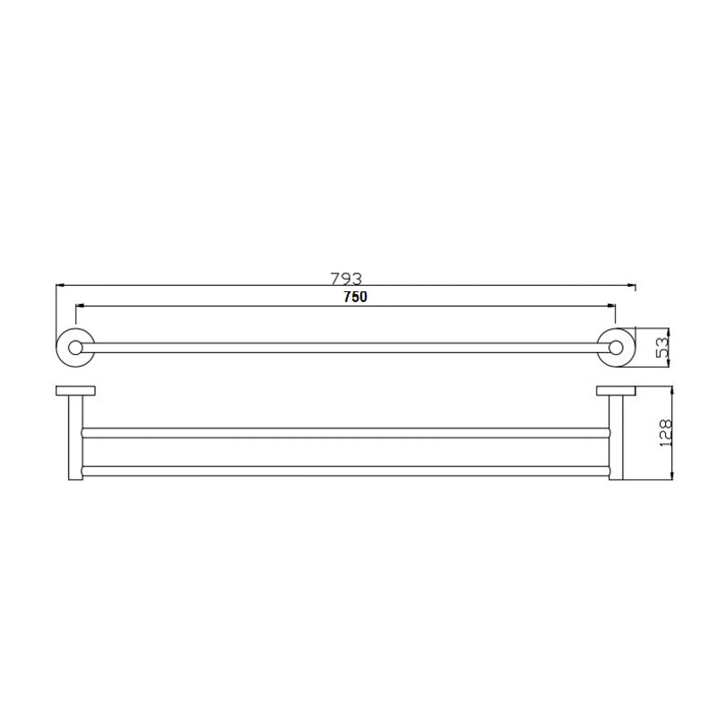 Rund Double Towel Rail 600mm/750mm - Image 6