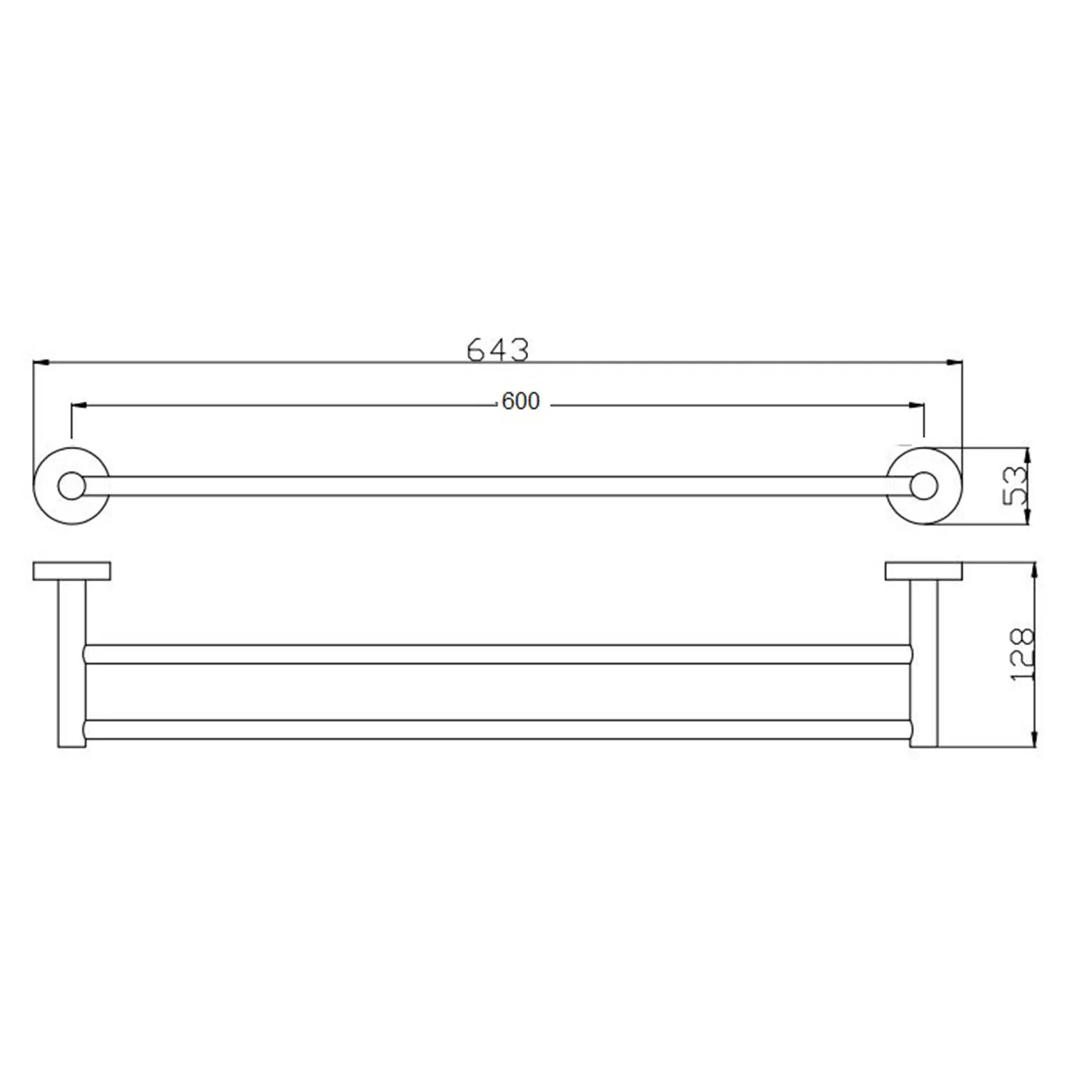 Rund Double Towel Rail 600mm/750mm - Image 7