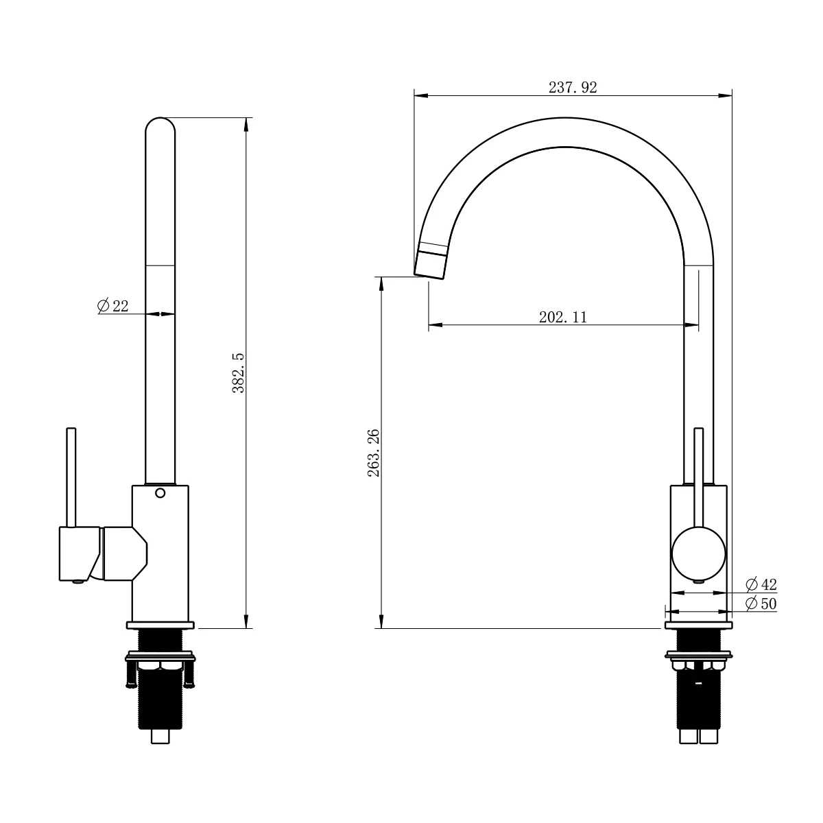 Rund Kitchen Laundry Gooseneck Sink Mixer - Image 4