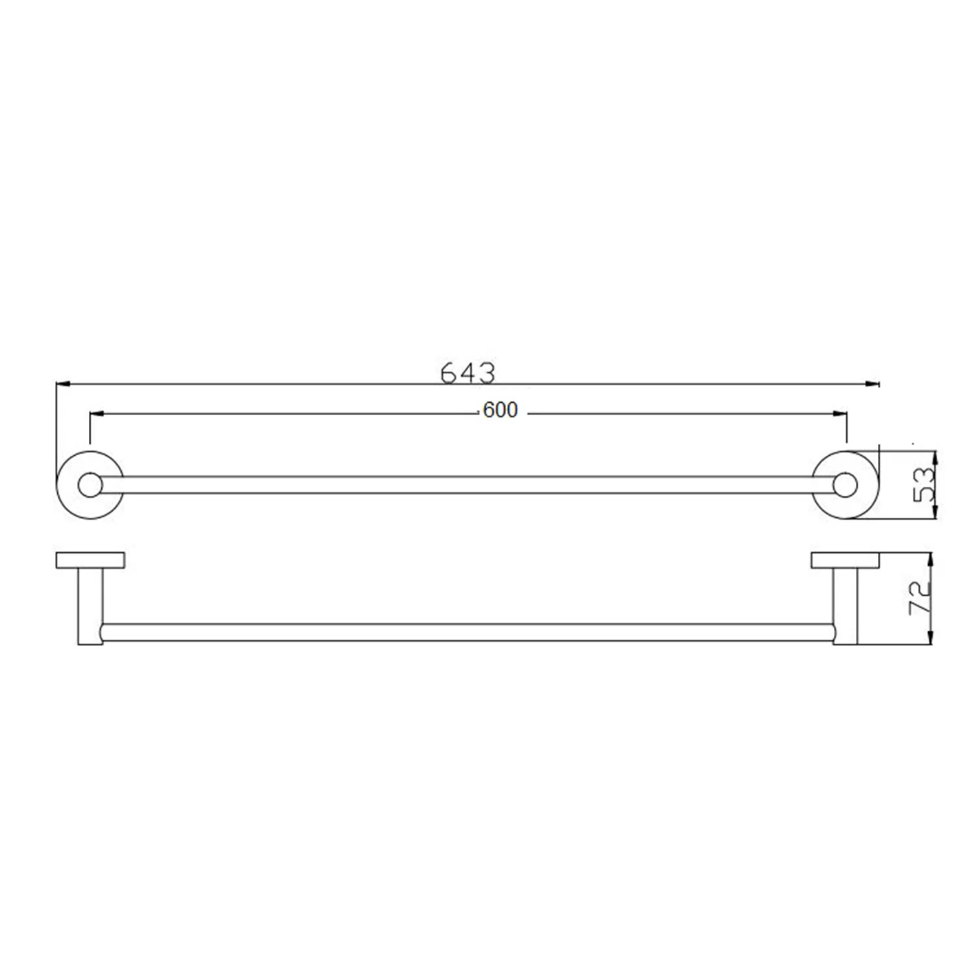 Rund Single Towel Rail 600mm/750mm - Image 6