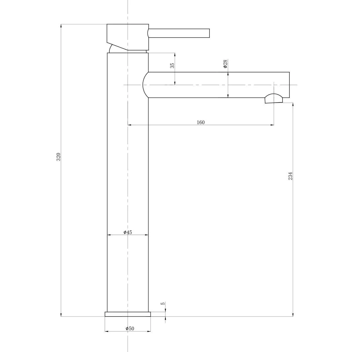 Rund Straight Arm Tall Basin Mixer - Image 4