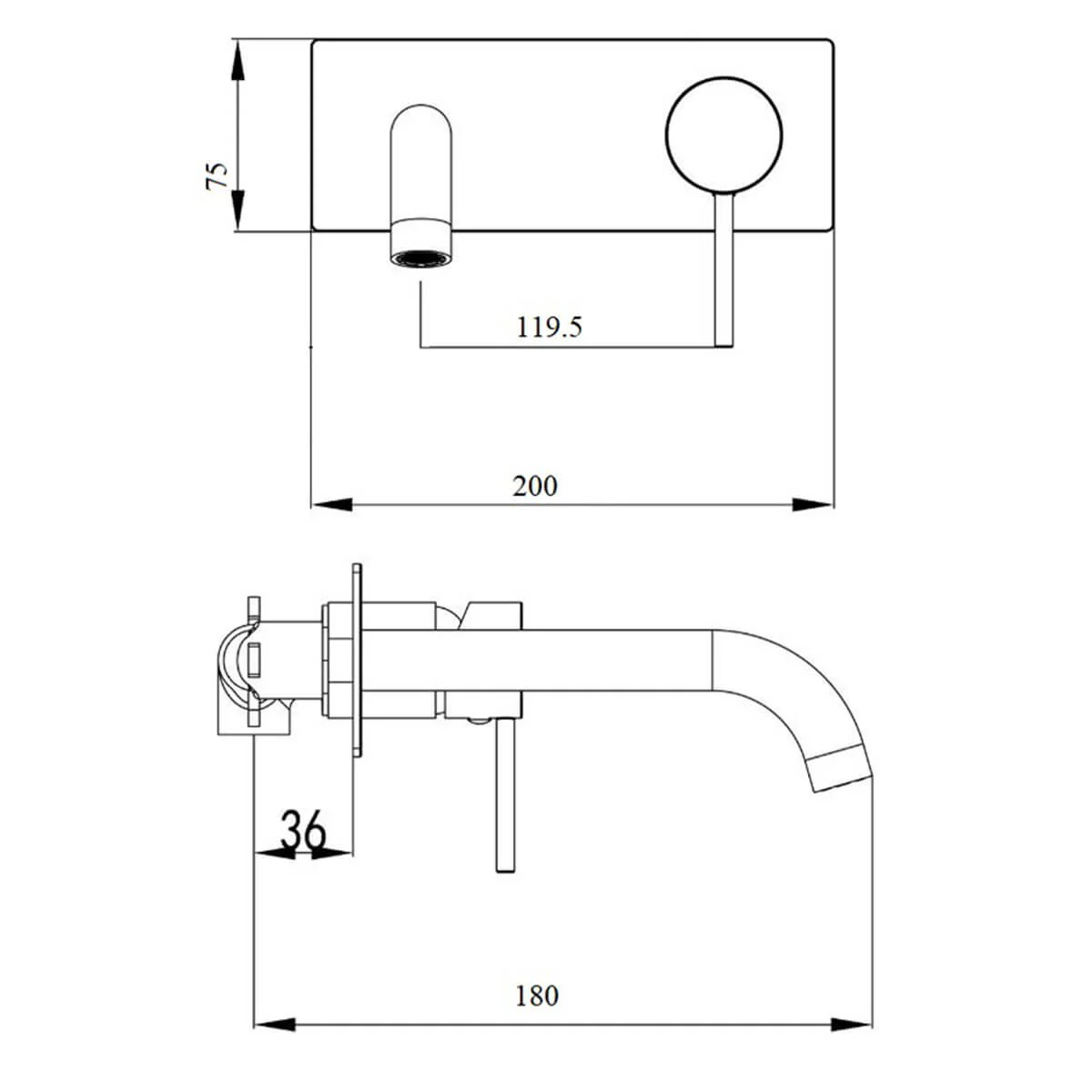 Rund Wall Mixer Spout and Mixer Set - Image 4