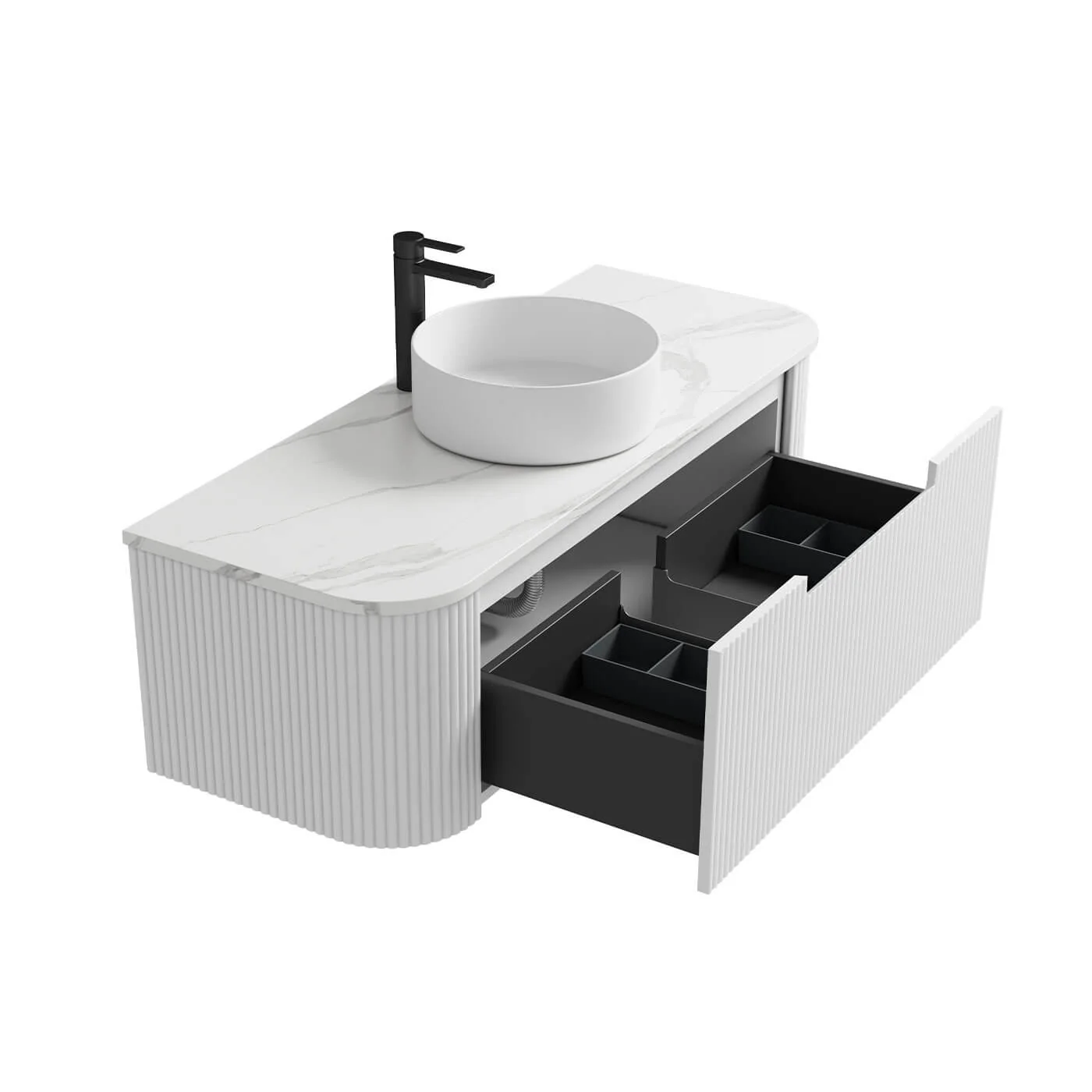 Savio Matte White Curved Wall Hung Vanity - Image 5