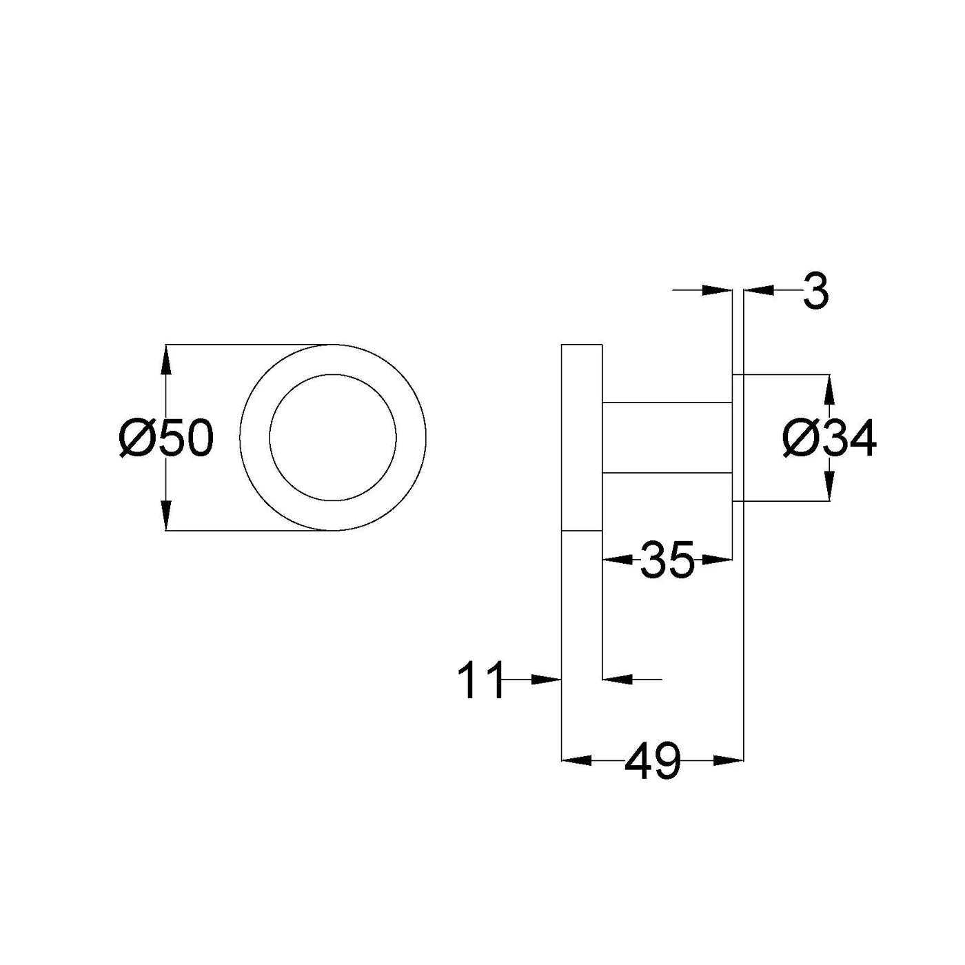 Slimline Stainless Steel Round Robe Hook - Image 6