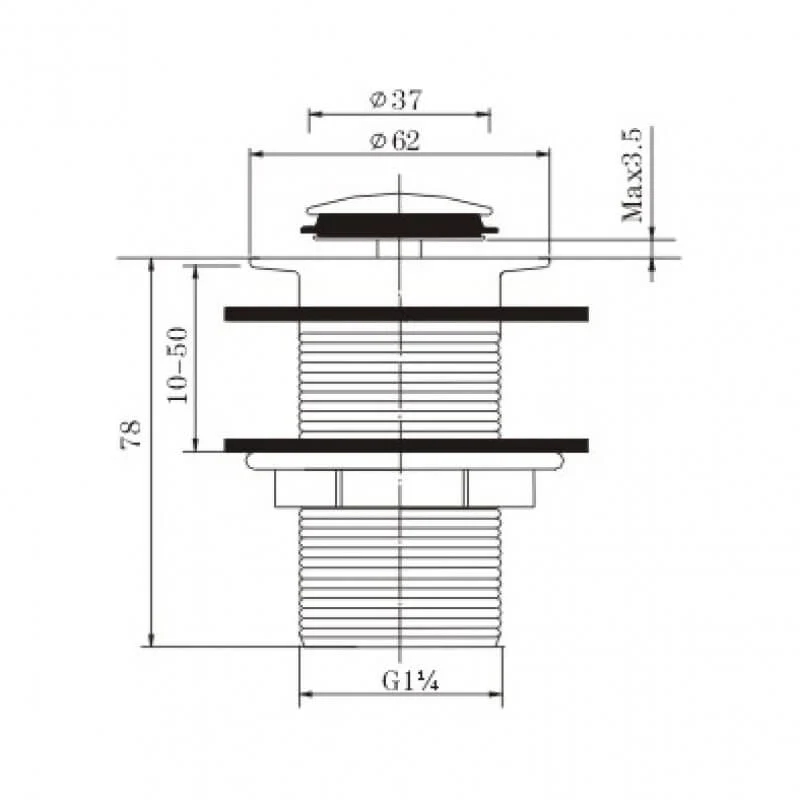 Solid Brass Pop-Up Waste 32/40mm No Overflow - Image 6