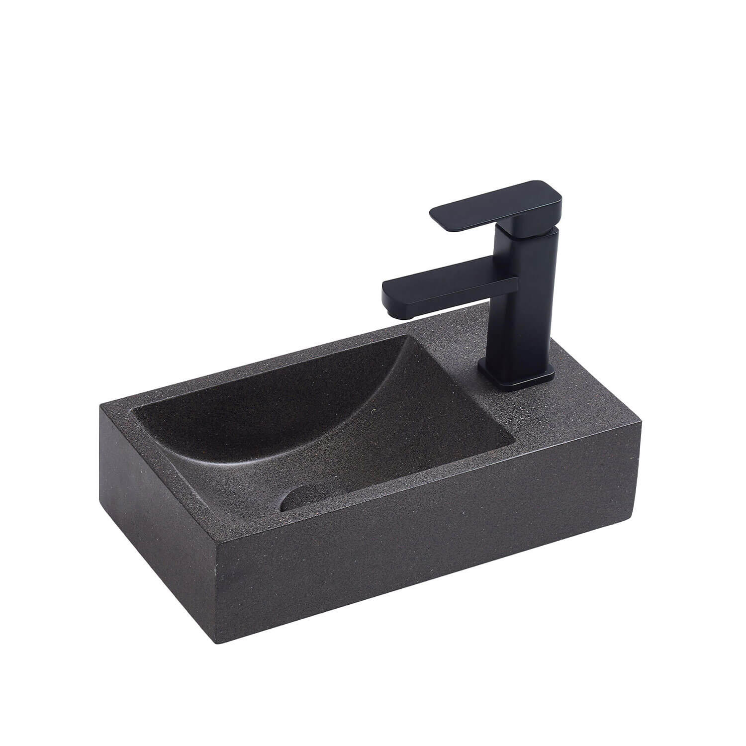 Spoleto Concrete Basin with Taphole 400x220mm - Image 2