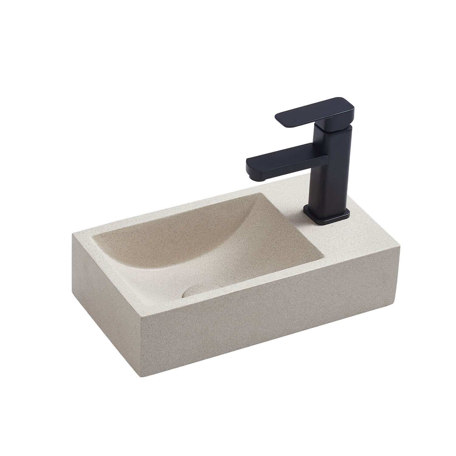 Spoleto Concrete Basin with Taphole 400x220mm - Image 4