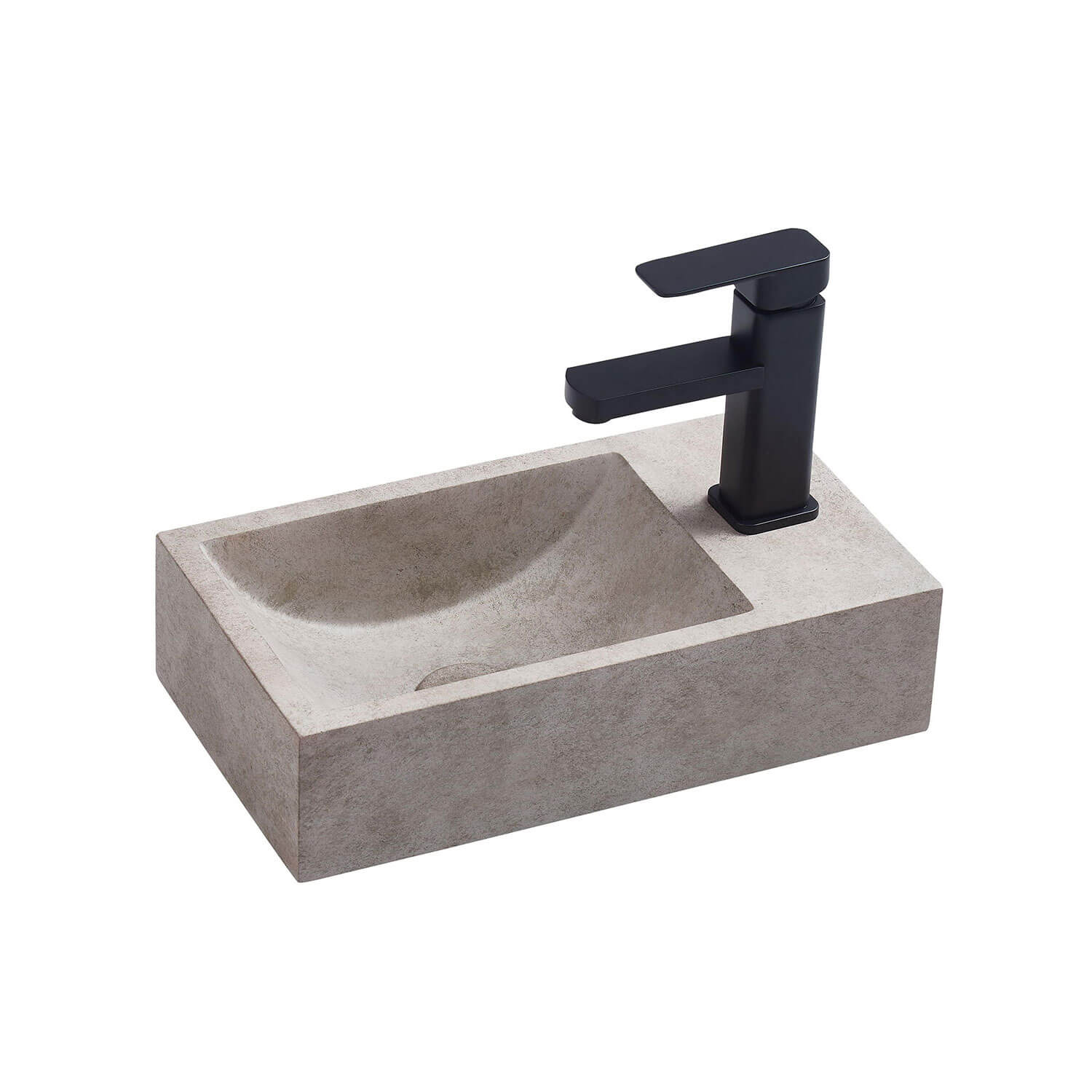 Spoleto Concrete Basin with Taphole 400x220mm - Image 5