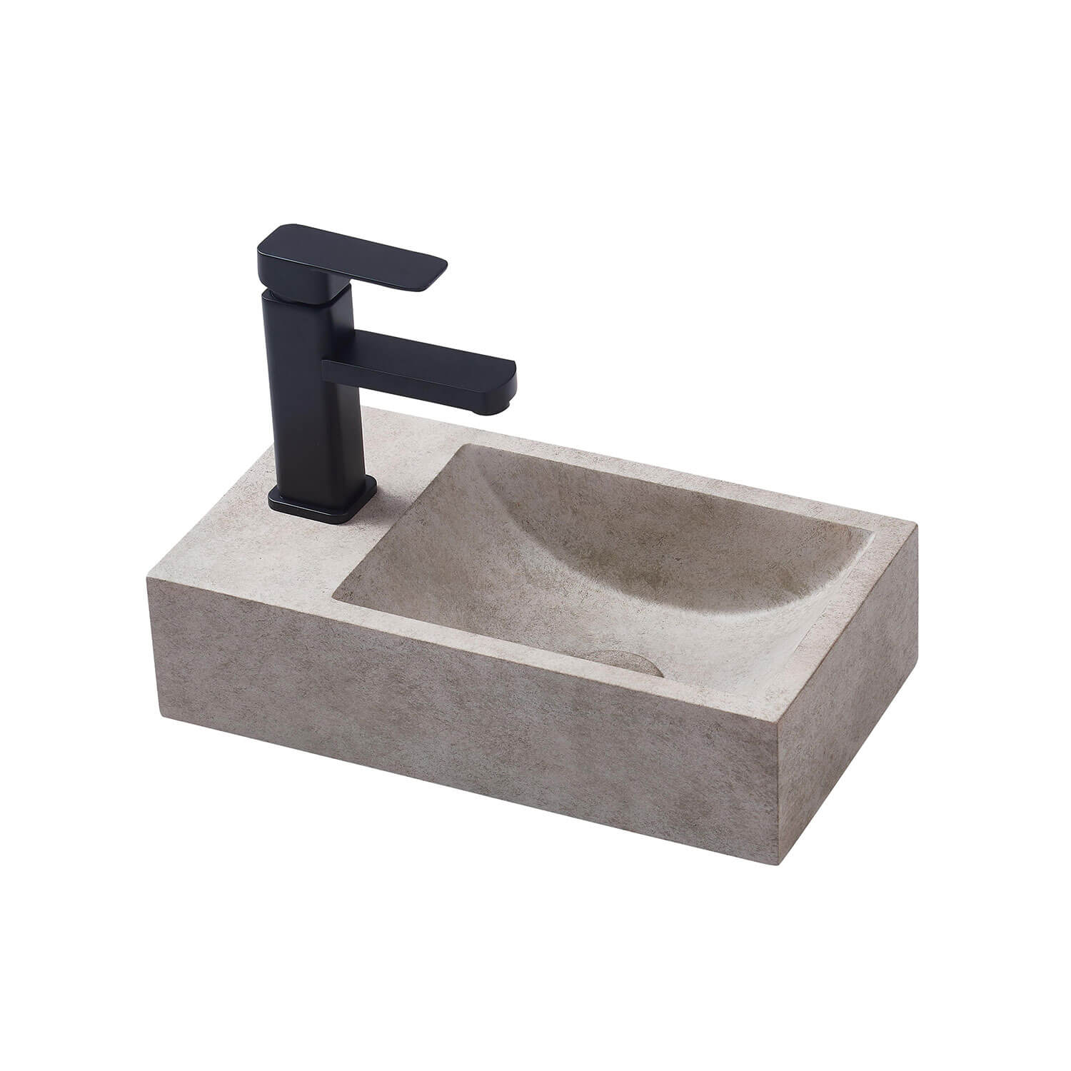 Spoleto Concrete Basin with Taphole 400x220mm - Image 6