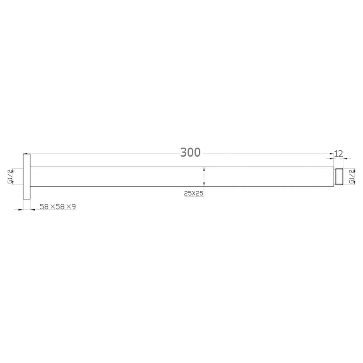 Iris Square Vertical Ceiling Shower Arm 300/450mm - Image 7