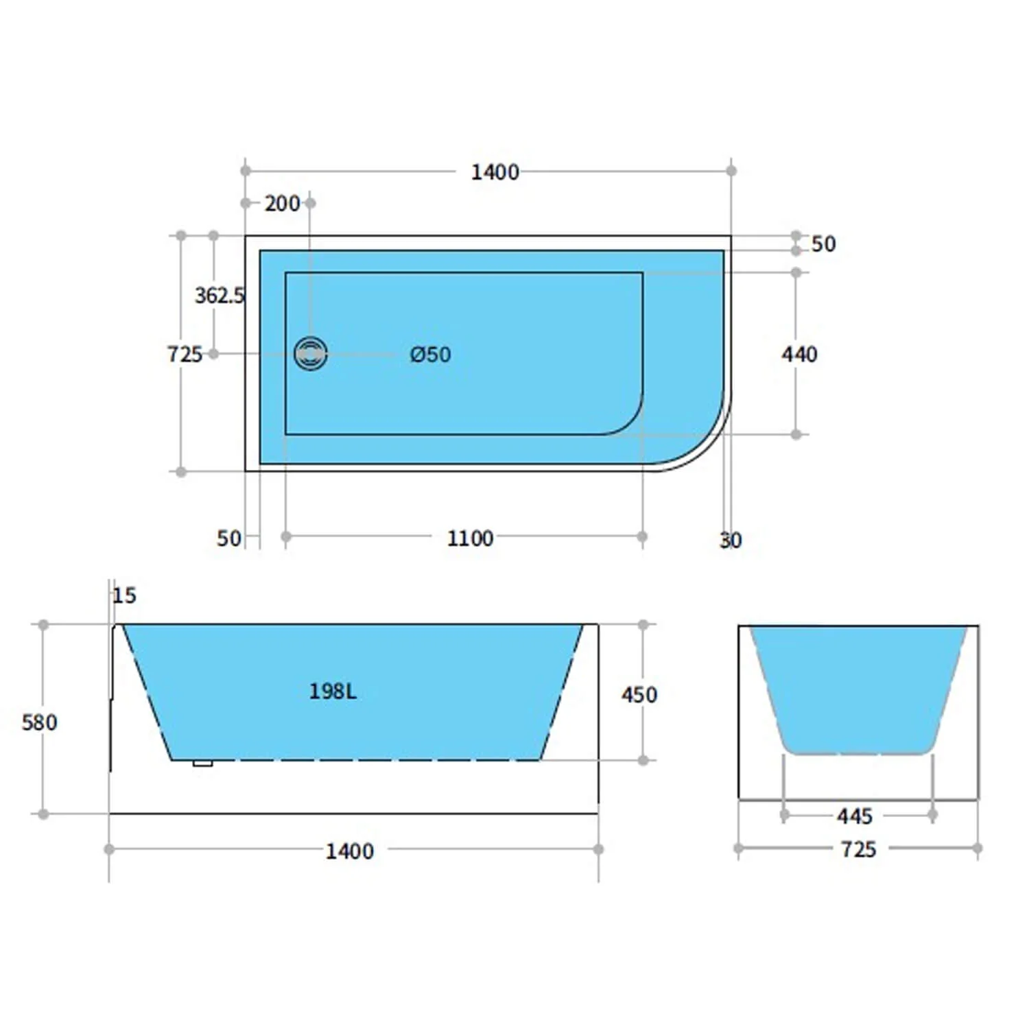 Stanford Corner Bathtub - Image 5
