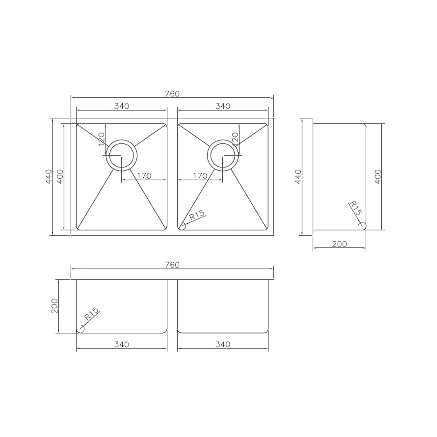 Star Double Stainless Steel Bowl Sink - Image 5