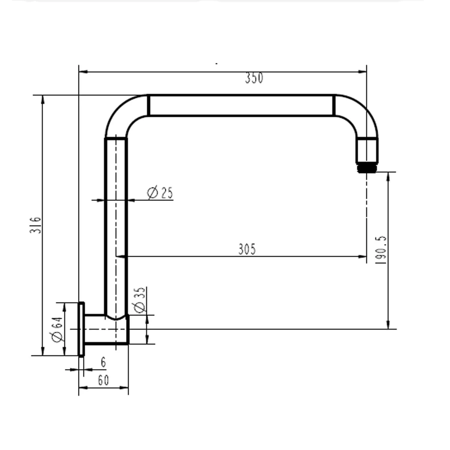 Star High Rise Shower Arm 350mm - Image 9
