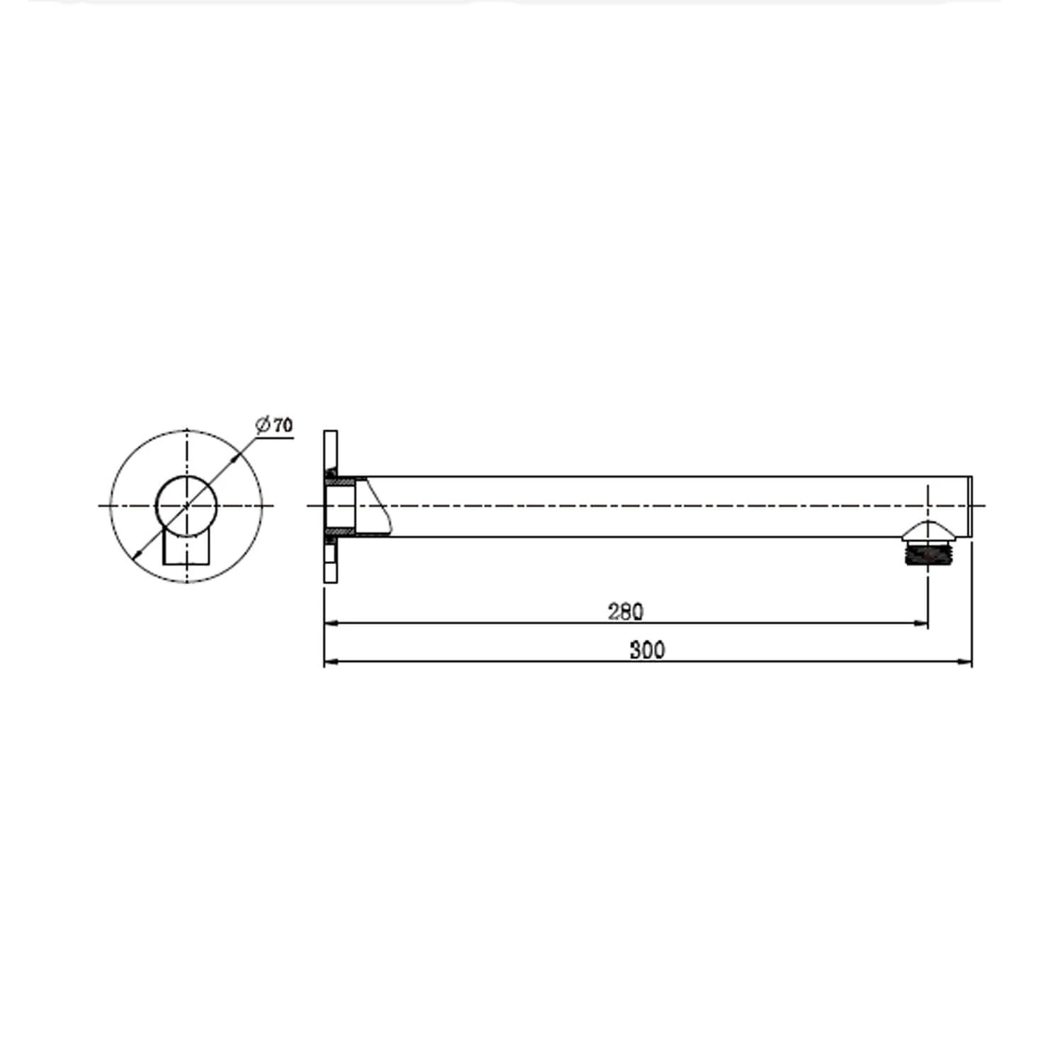 Star Horizontal Shower Arm 300mm - Image 9