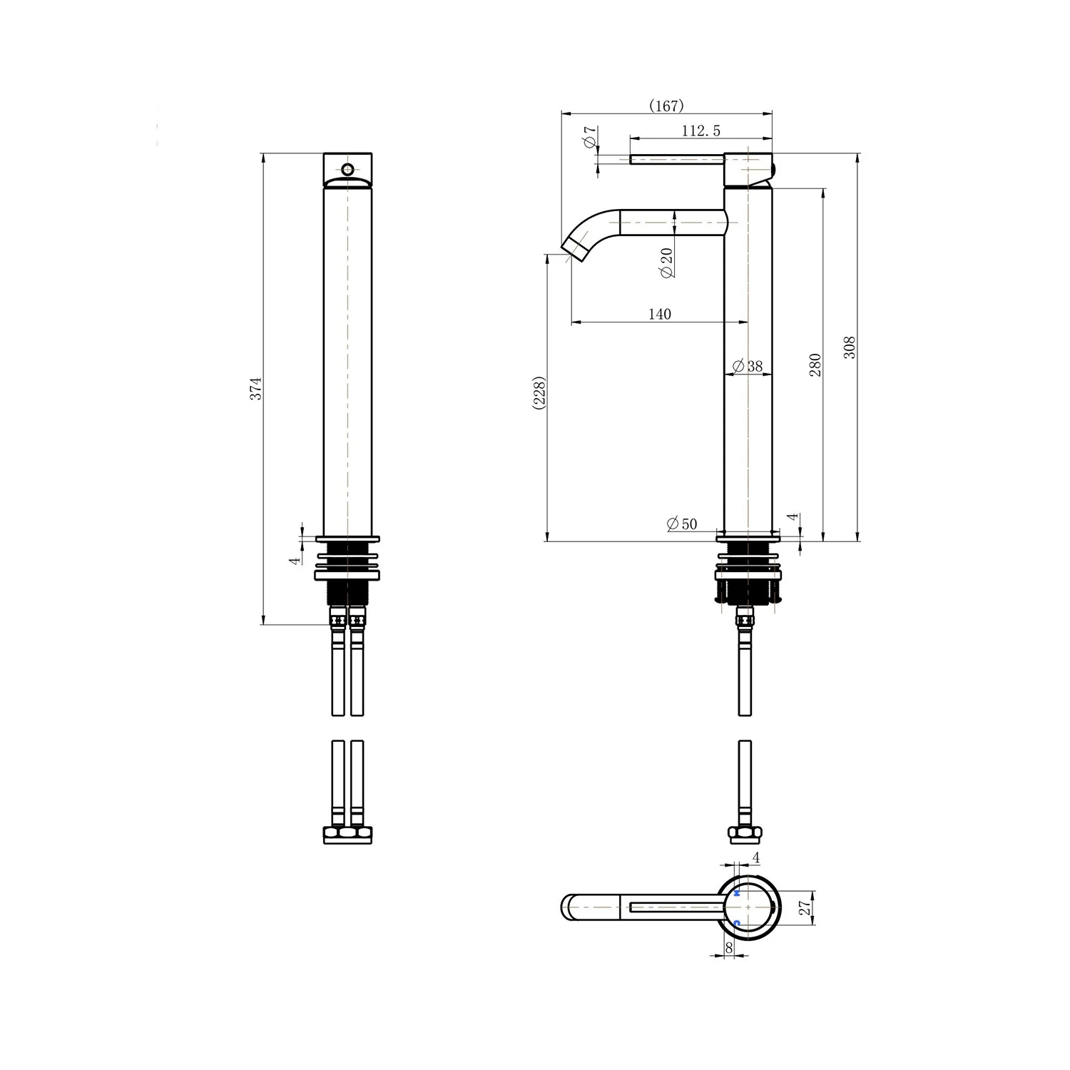 Star Tall Curved Spout Basin Mixer - Image 9