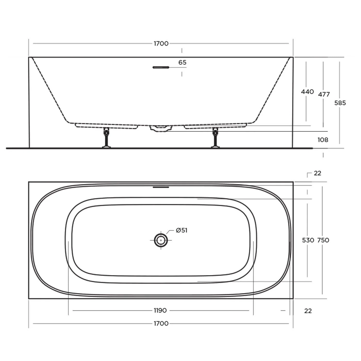 Studio Square Freestanding Overflow Bathtub - Image 5