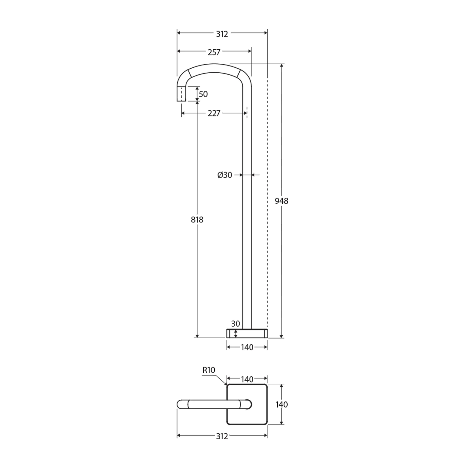 Tono Freestanding Bath Outlet Spout - Image 6