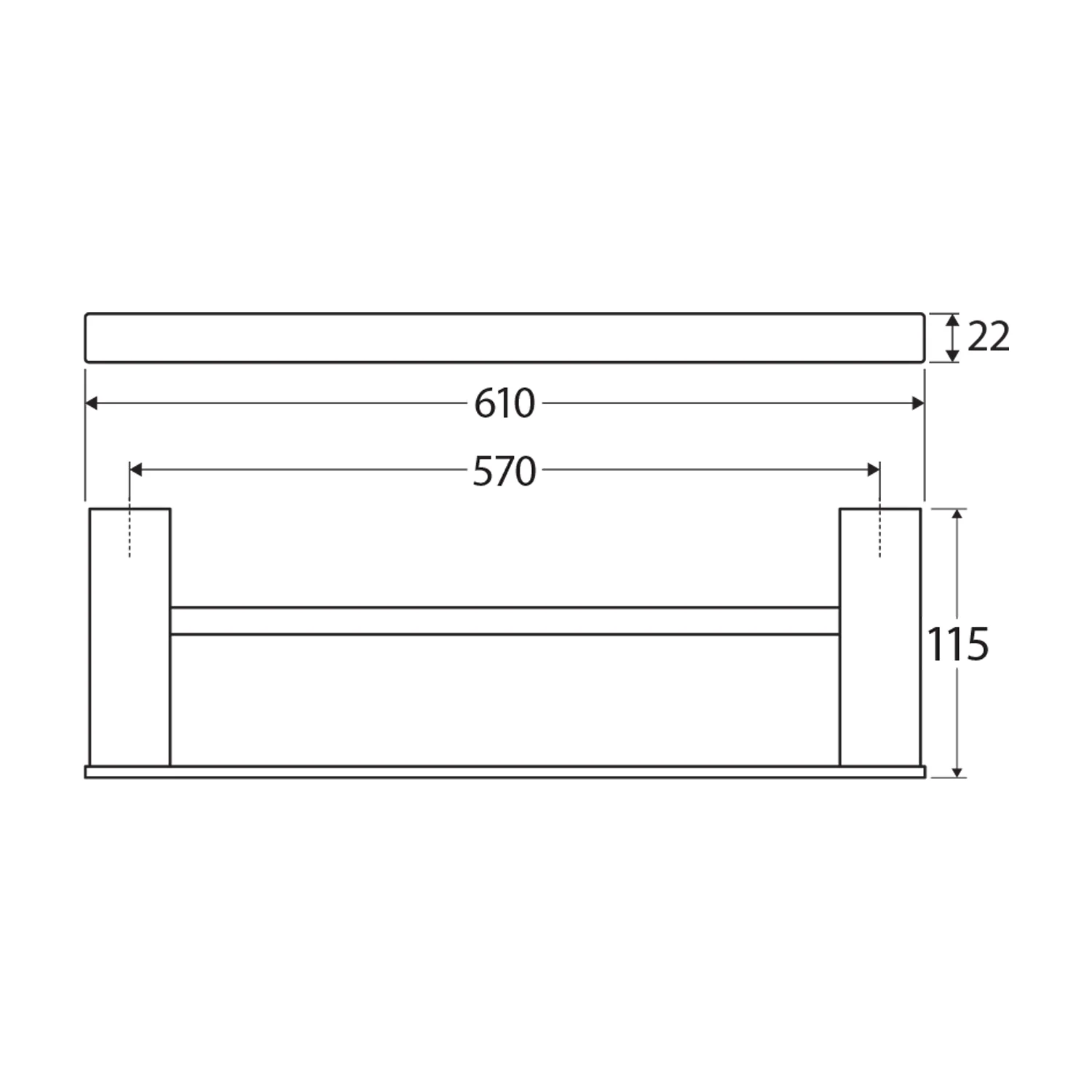 Tono Slim Double Towel Rail - Image 6