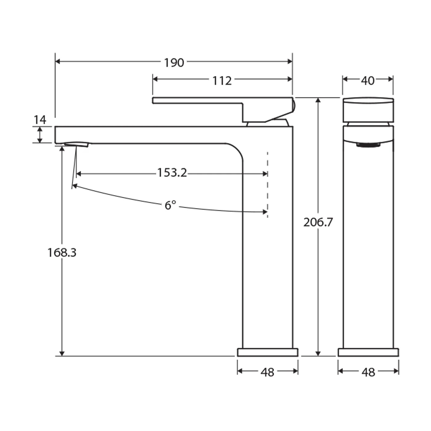Tono Square Mid Rise Basin Mixer - Image 6