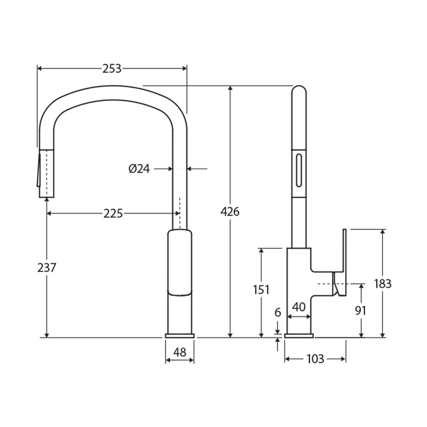 Tono Square Pull Out Sink Mixer - Image 6