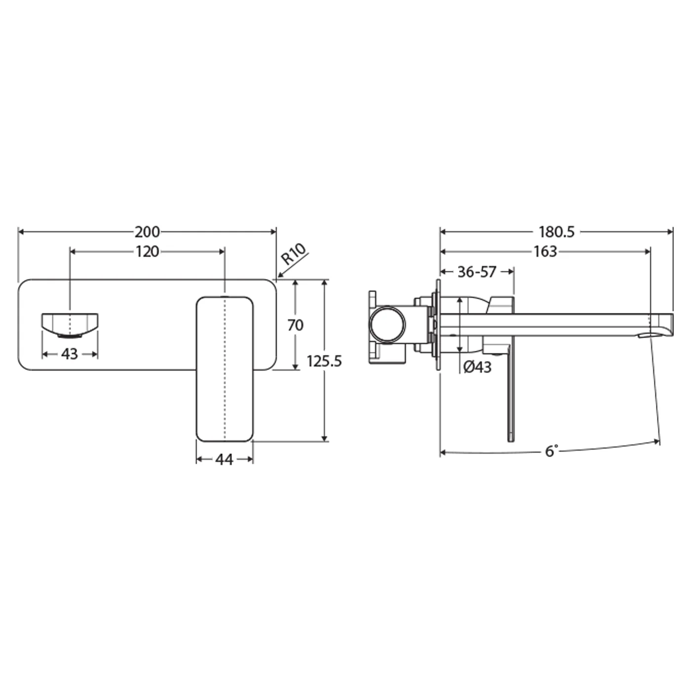 Tono Wide Backplate Wall Mixer Spout Set - Image 6