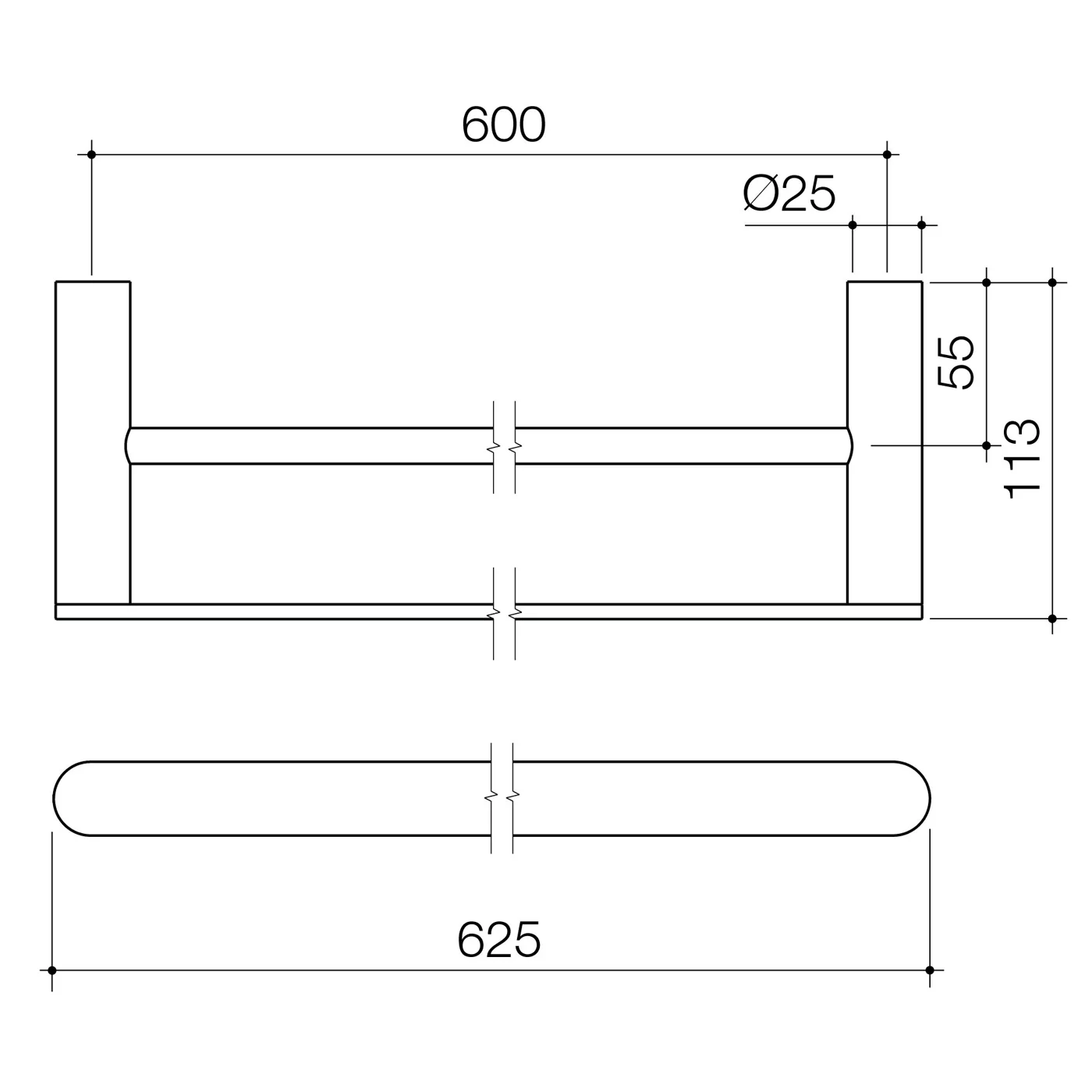 Urbane II Double Towel Rail 600-800mm - Image 6