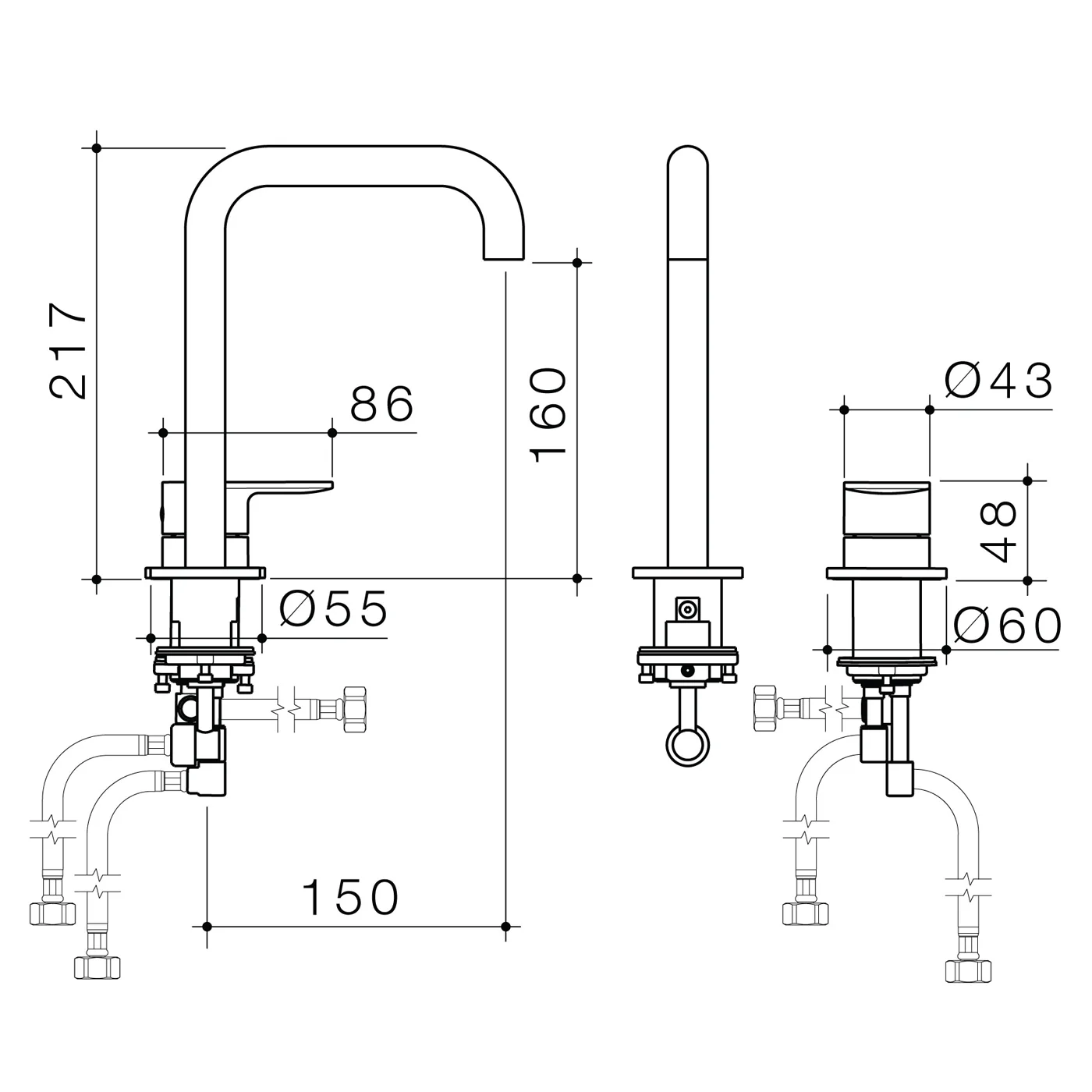 Urbane II Hob Basin Mixer Set - Image 7