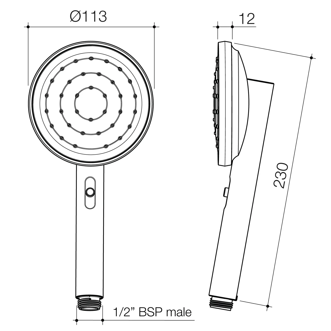 Urbane II Round Handshower Handset - Image 6