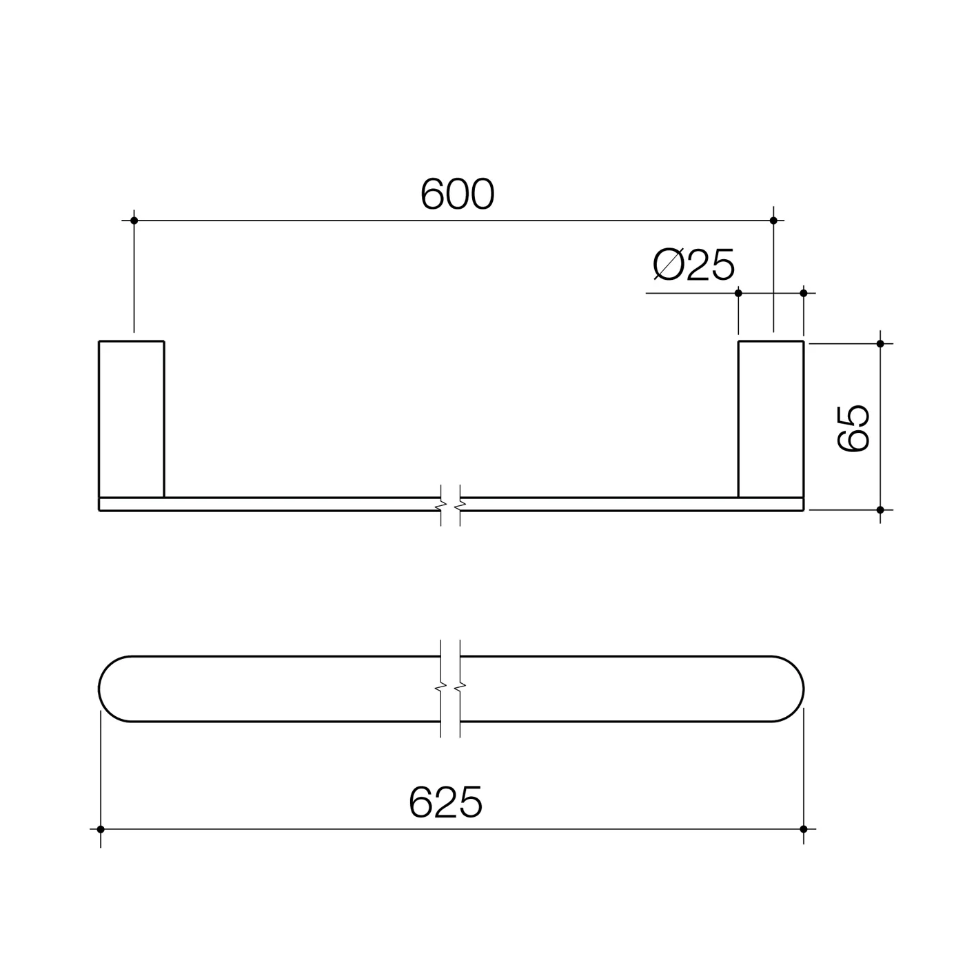 Urbane II Single Towel Rail 600/800mm - Image 6
