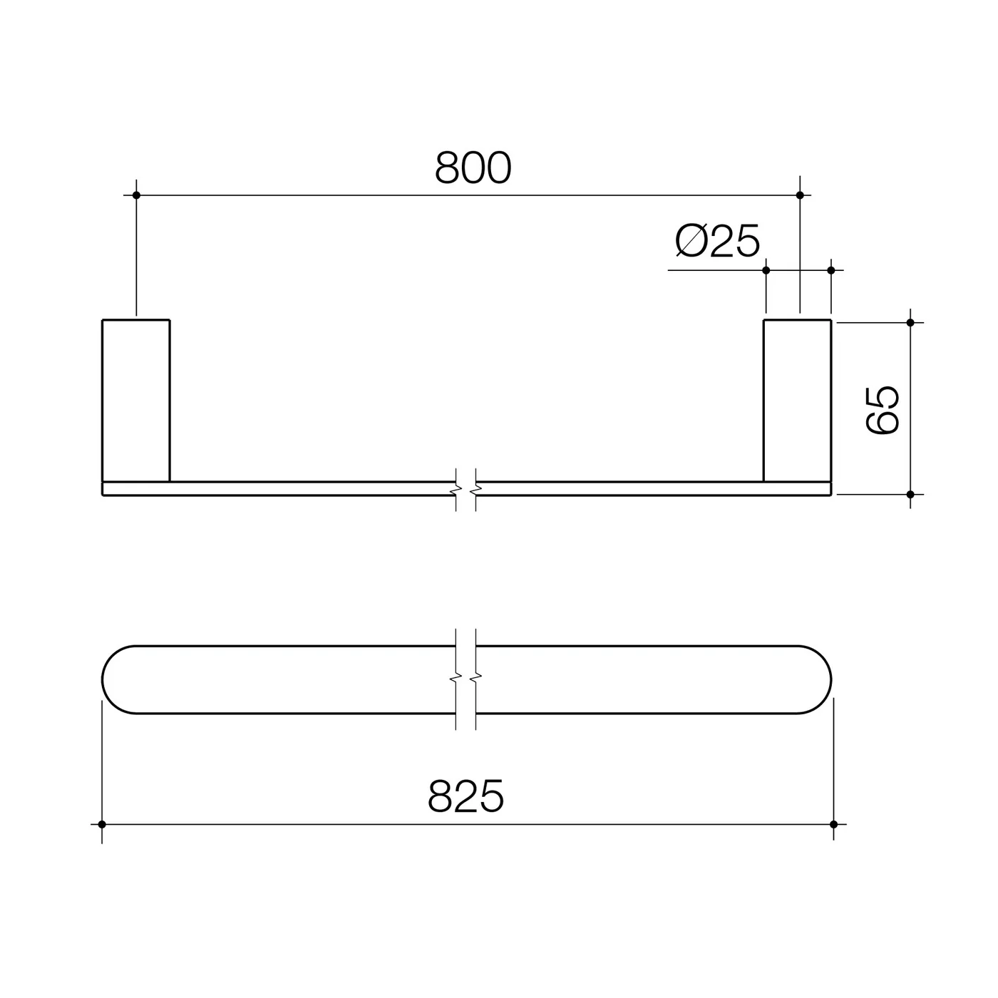 Urbane II Single Towel Rail 600/800mm - Image 7