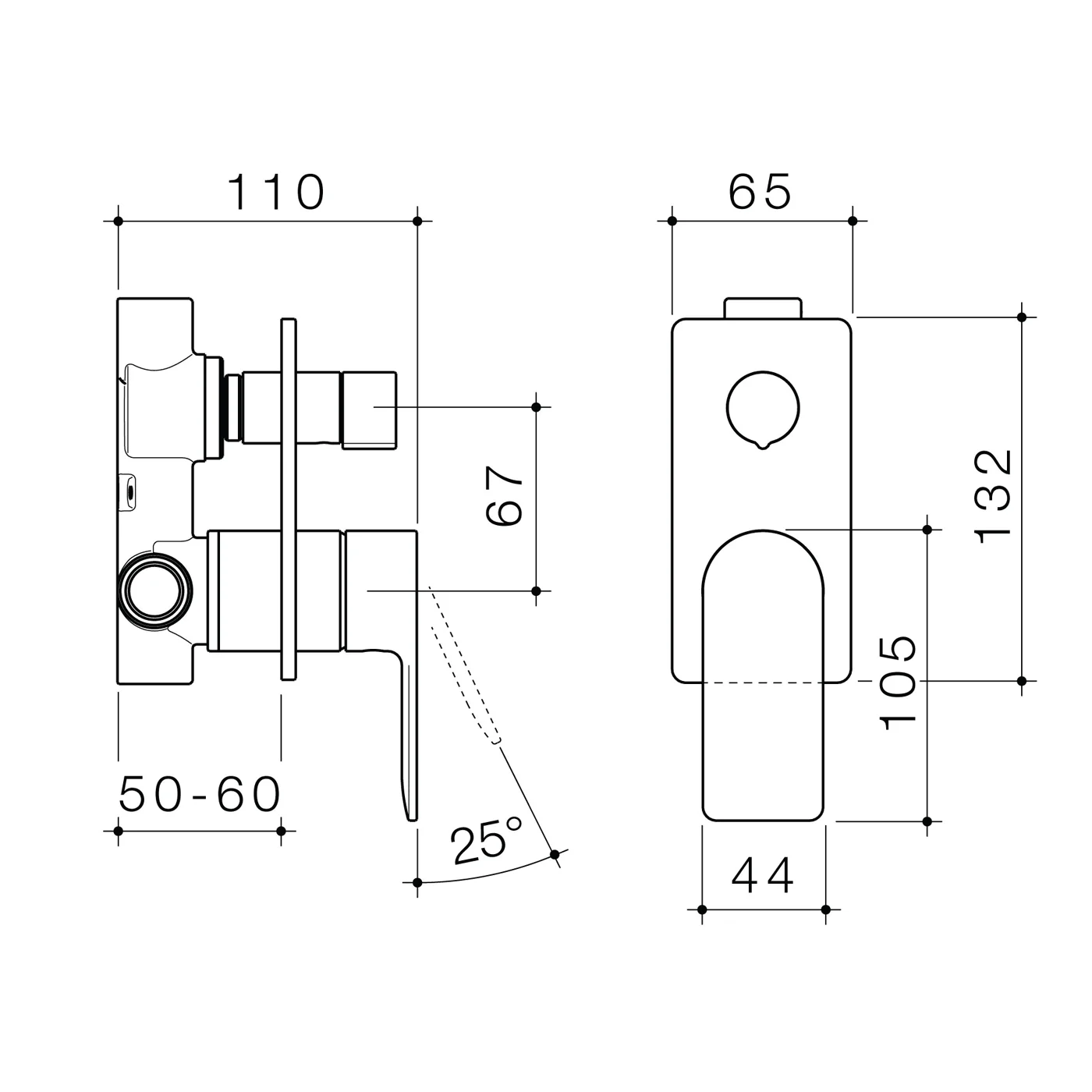 Urbane II Square Diverter Wall Mixer - Image 6