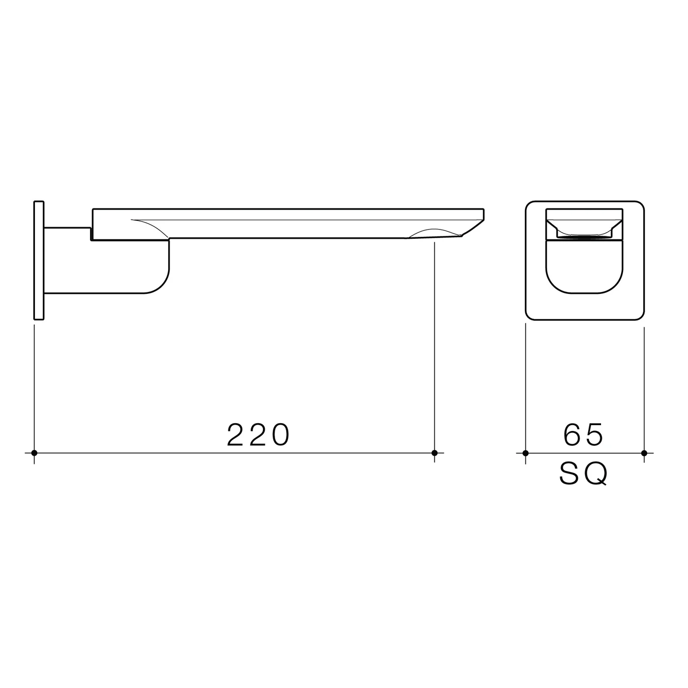 Urbane II Square Swivel Wall Spout 220mm - Image 6