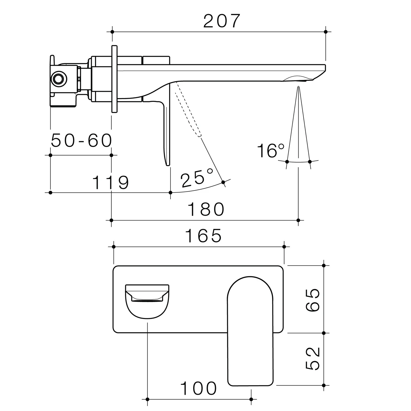 Urbane II Square Wall Mixer Spout Set - Image 6