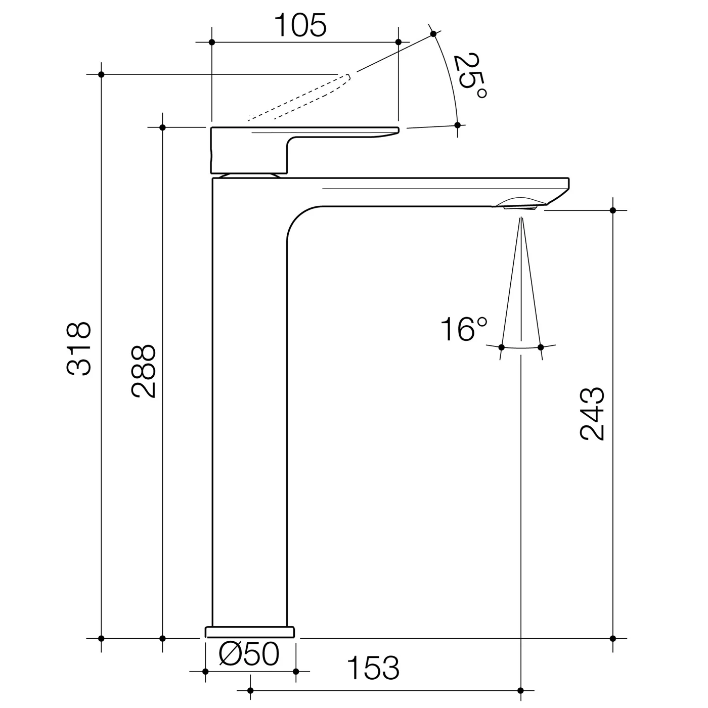 Urbane II Tall Tower Basin Mixer - Image 6
