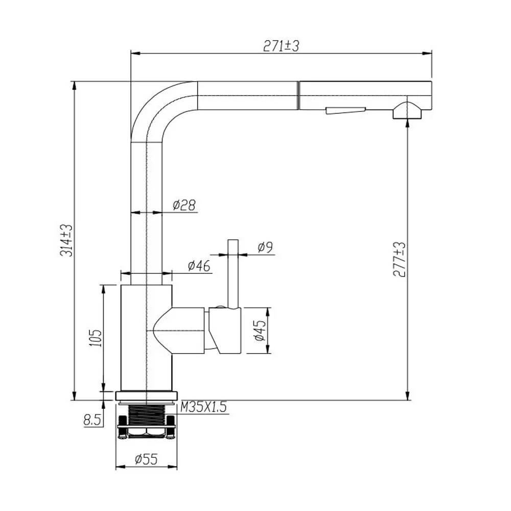 Vale Pull-out Veggie Spray Sink Mixer - Image 3