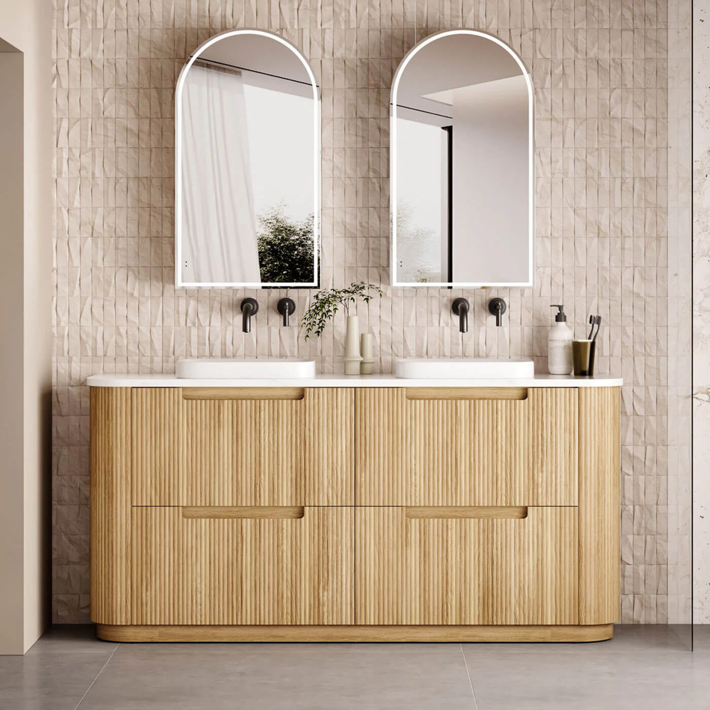Varcelli Curved Fluted Floor Mounted Vanity - Image 5