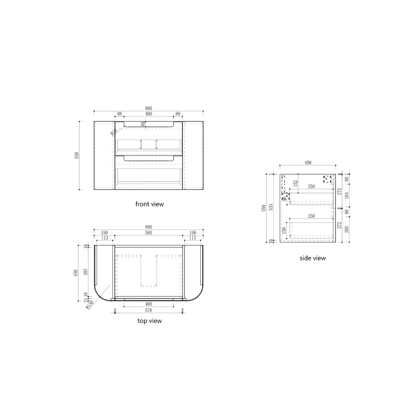 Varcelli Fluted Curved Wall Hung Vanity - Image 8