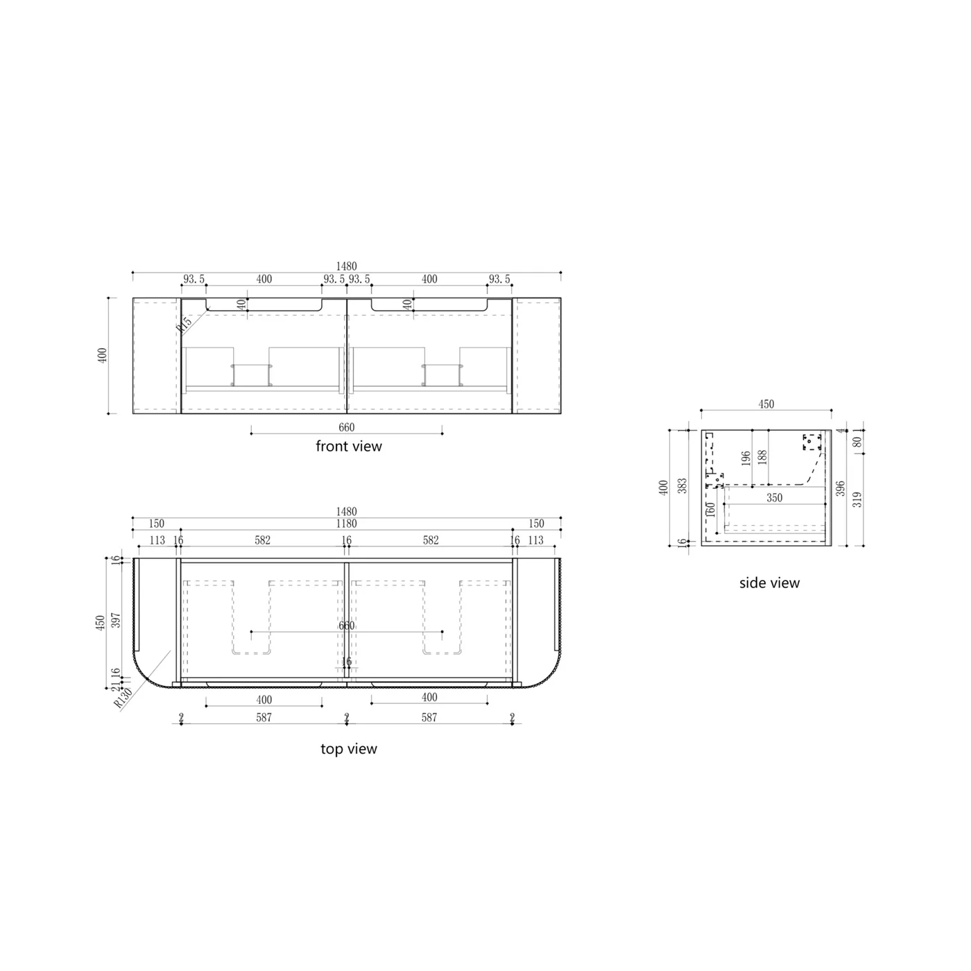 Varcelli Mono Curved Wall Hung Vanity - Image 10