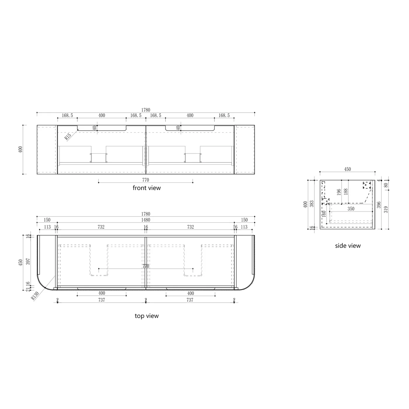 Varcelli Mono Curved Wall Hung Vanity - Image 11