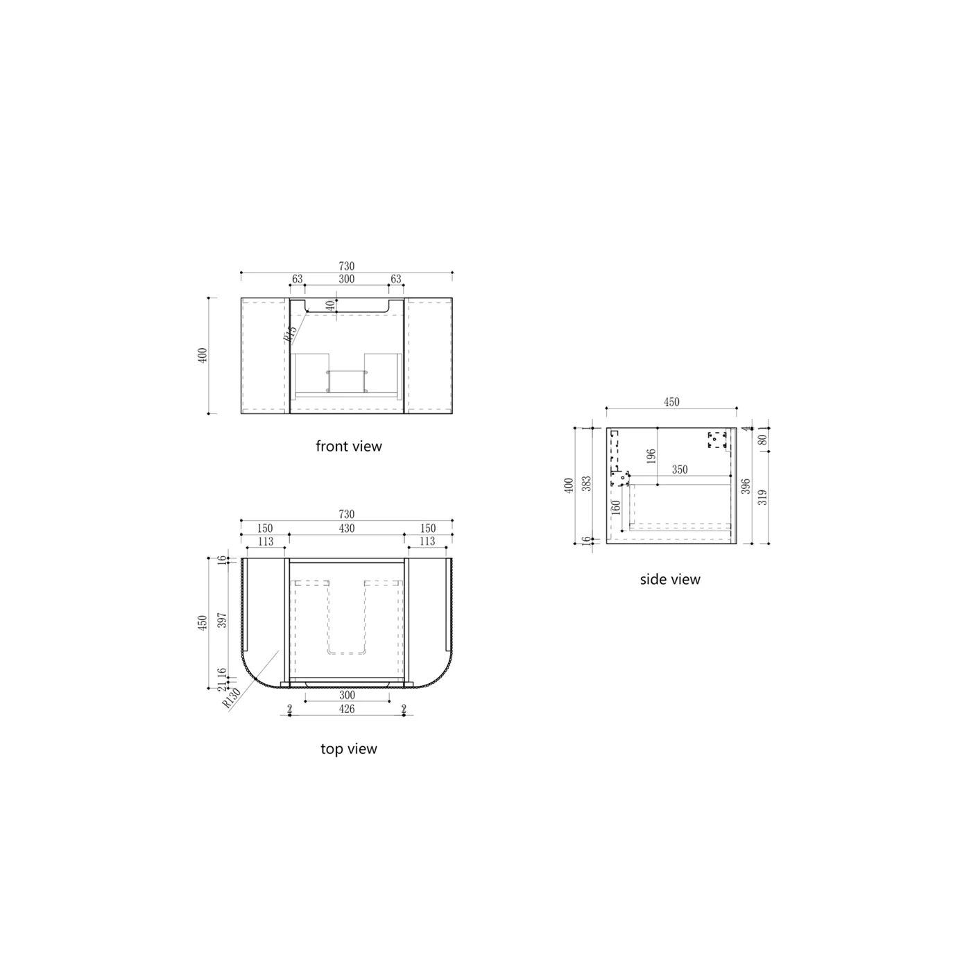 Varcelli Mono Curved Wall Hung Vanity - Image 7