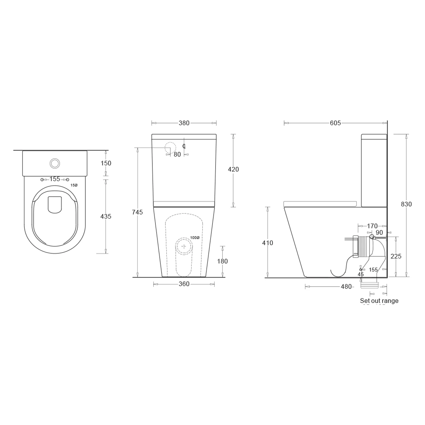 Venezia Compact Back to Wall Rimless Toilet Suite - Image 2