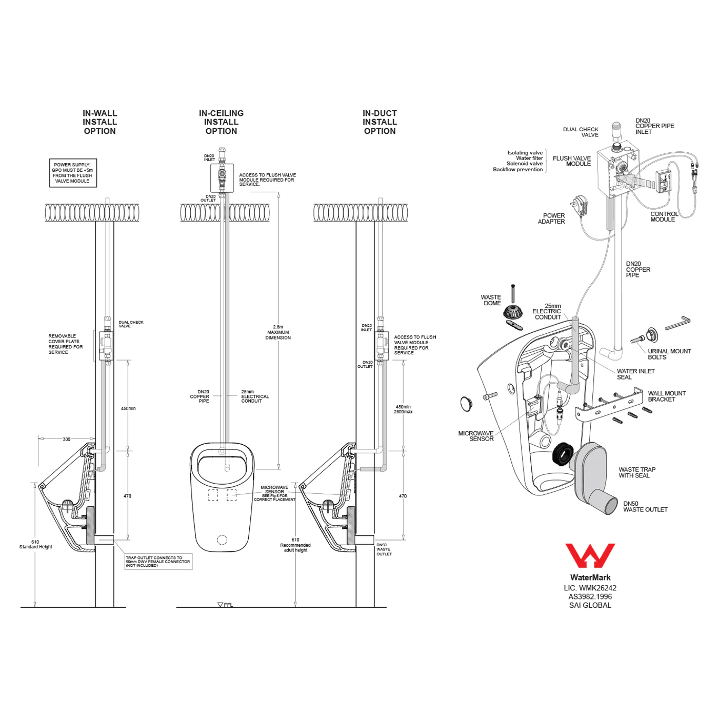 Venezia Water Saving Wall Hung Urinal - Image 3