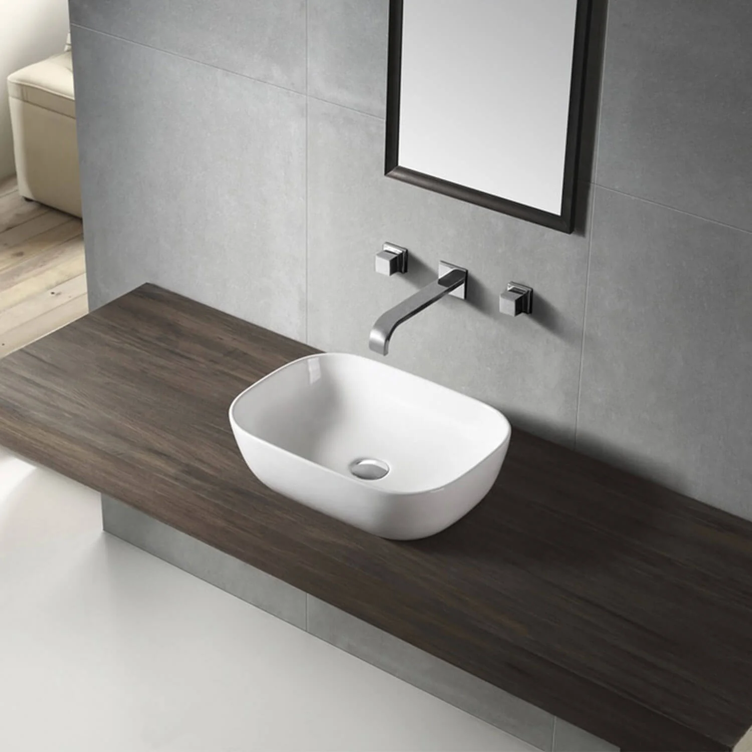 Vienna Above Counter Curved Rectangular Basin 460x320mm - Image 3