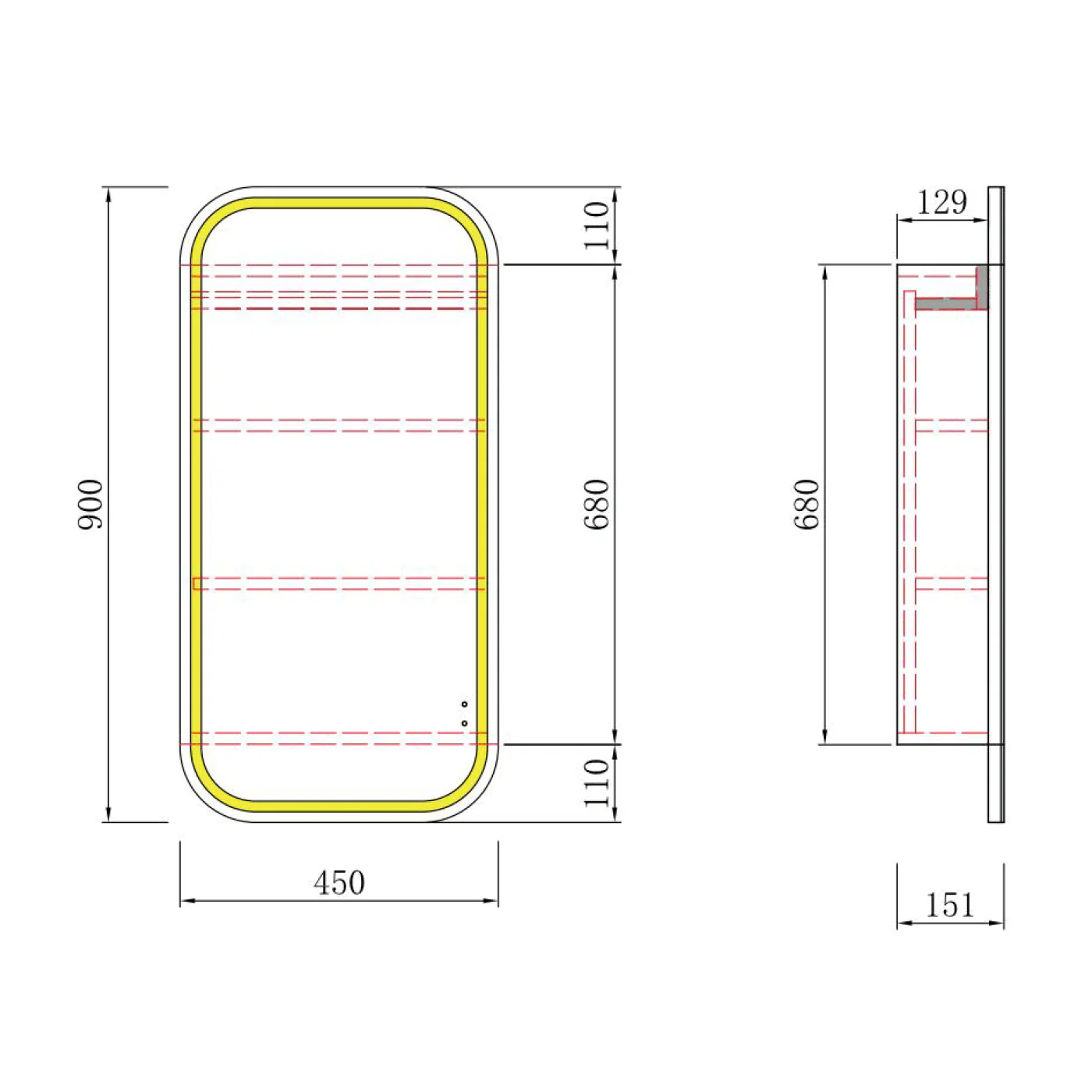 Vienna LED Mirror Shaving Cabinet 450x900mm - Image 2