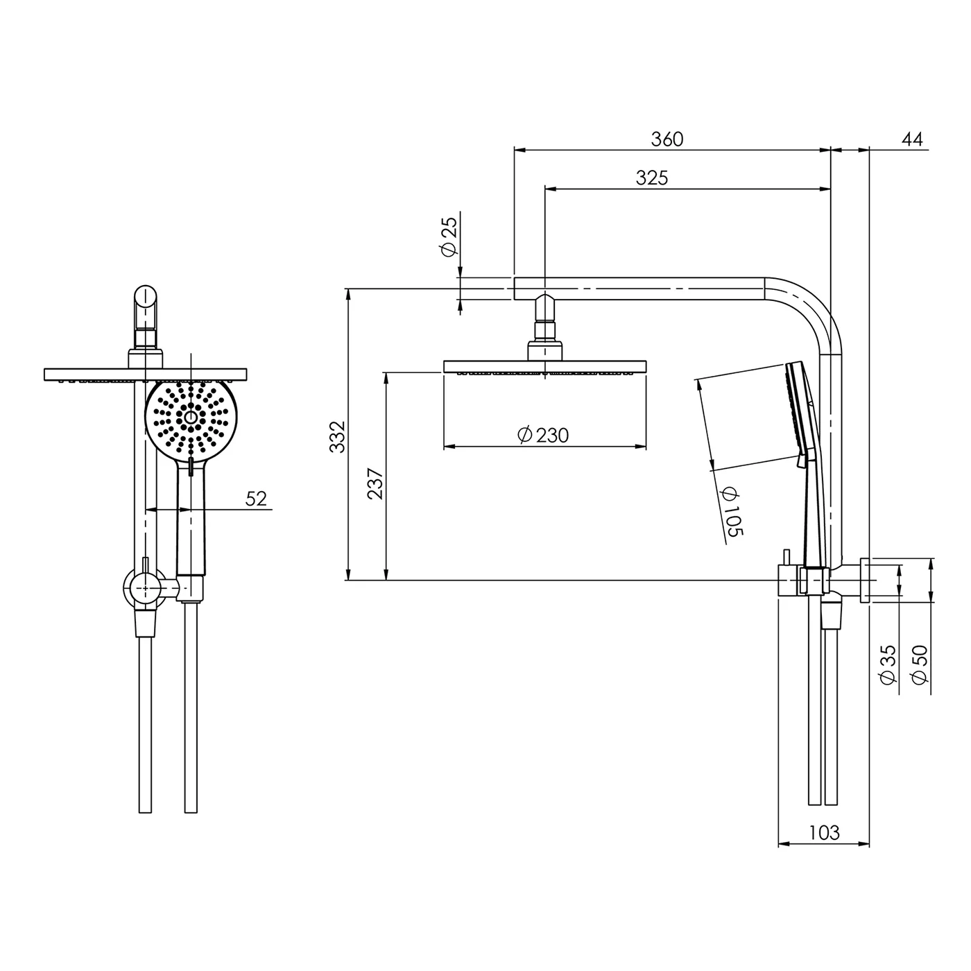Vivid Slimline Compact Twin Shower Rail - Image 7