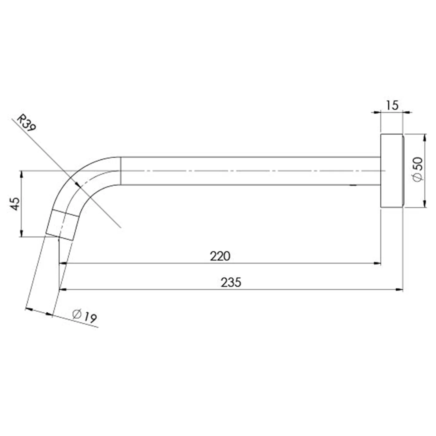 Vivid Slimline Curved Wall Spout 180-230mm - Image 7